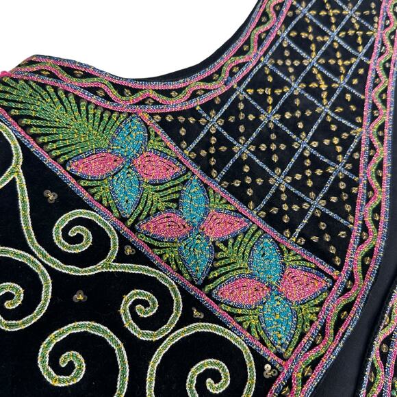 Carol Horn Workshop Boho Sequins Velvet Metallic Quilted One Size - Picture 3 of 8